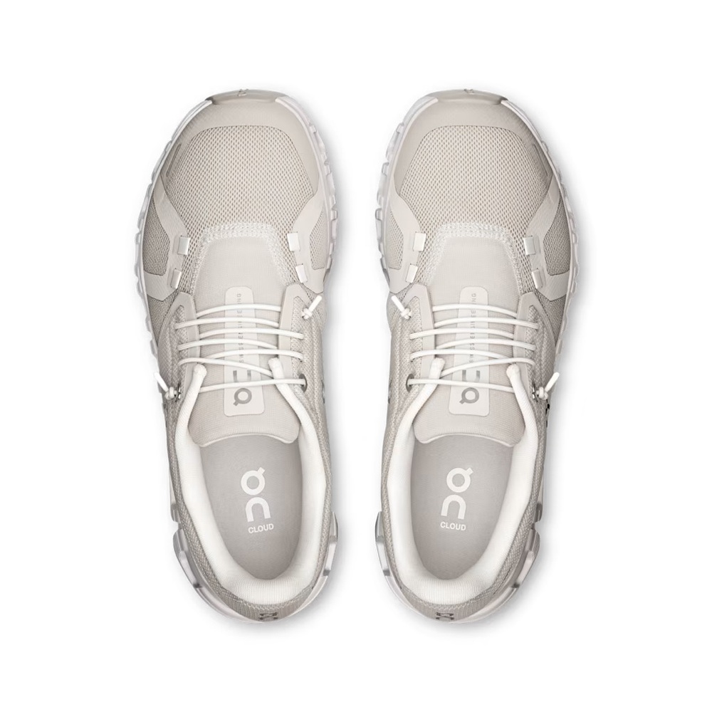 On Cloud 6 Running white and Light Gray Athletic Shoes